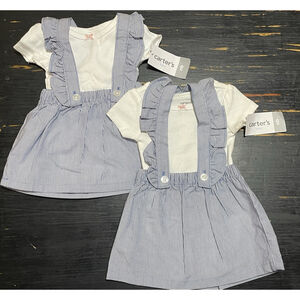Nb Twin Girls Carters Overall Dress And Bodysuits